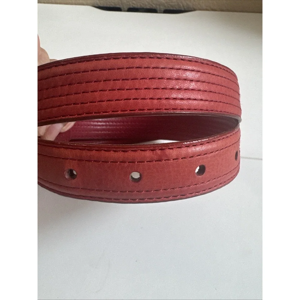 Dockers Red Full Grain Leather Belt Stitched Sz S 1